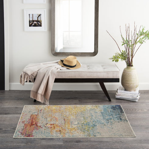 2' X 4' Sealife Abstract Power Loom Non Skid Area Rug